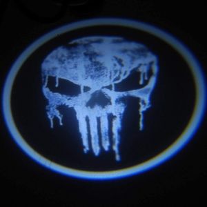 2 Punisher skull car door LED projector lights